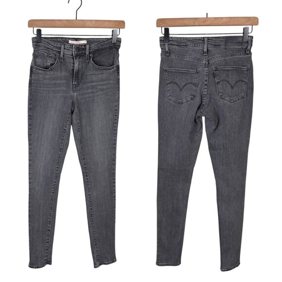 Levi’s 721 High Rise Skinny Dark Gray Black 28" Inseam Slim Fit Stretch Jeans - Picture 1 of 6